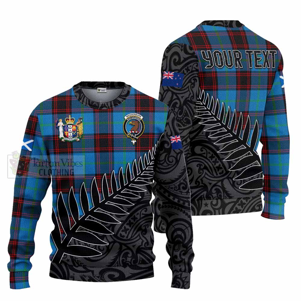 Wedderburn Crest Tartan Knitted Sweater with New Zealand Silver Fern Half Style Unisex - Tartan Vibes Clothing