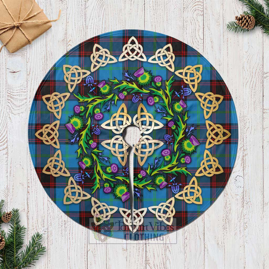 Tartan Vibes Clothing Wedderburn Tartan Christmas Tree Skirt with Thistle Celtic Knot Style