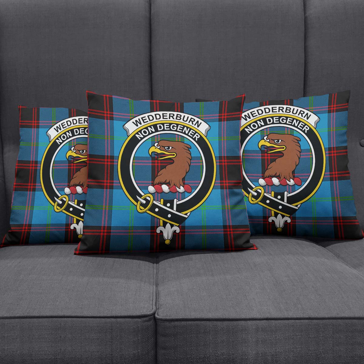 Wedderburn Tartan Pillow Cover with Family Crest Square Pillow Cover - Tartanvibesclothing