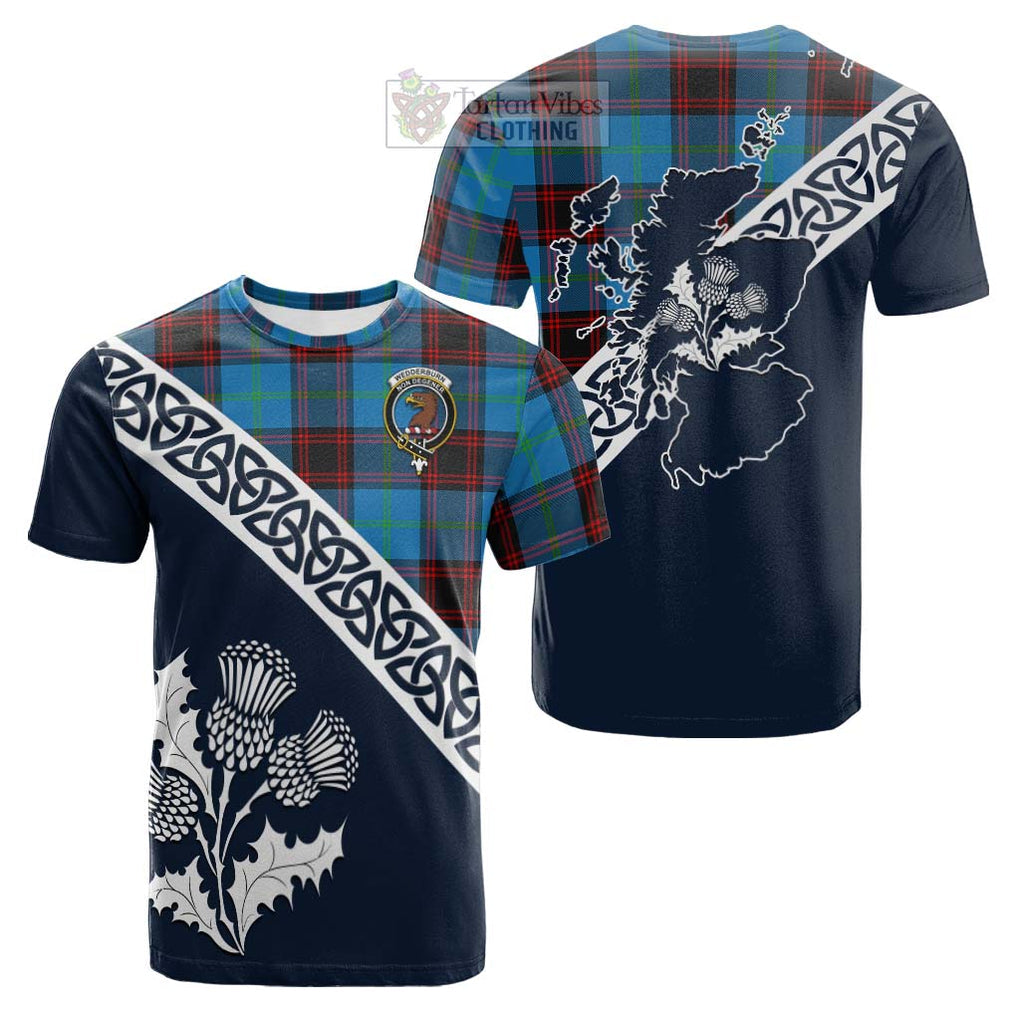 Wedderburn Tartan Cotton T-shirt Featuring Thistle and Scotland Map Kid's Shirt - Tartan Vibes Clothing