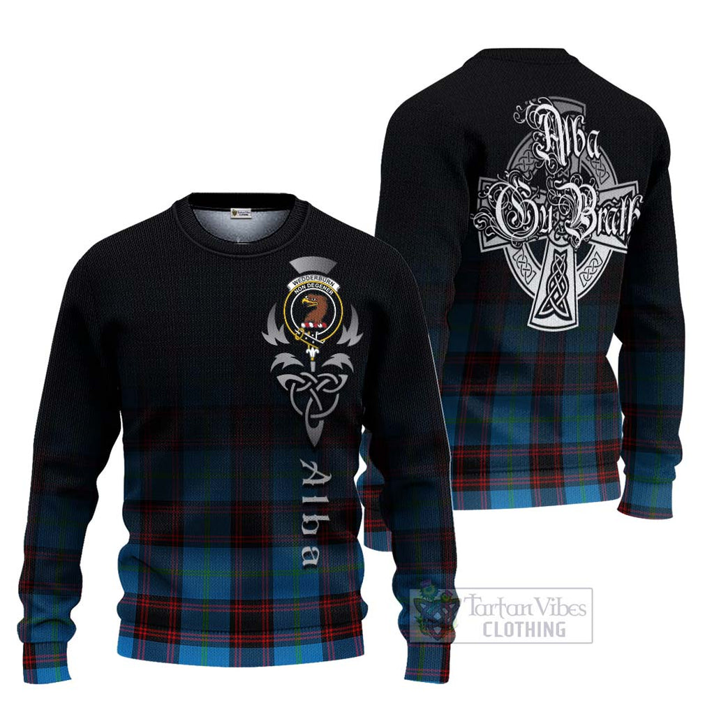 Wedderburn Tartan Ugly Sweater Featuring Alba Gu Brath Family Crest Celtic Inspired Unisex - Tartan Vibes Clothing
