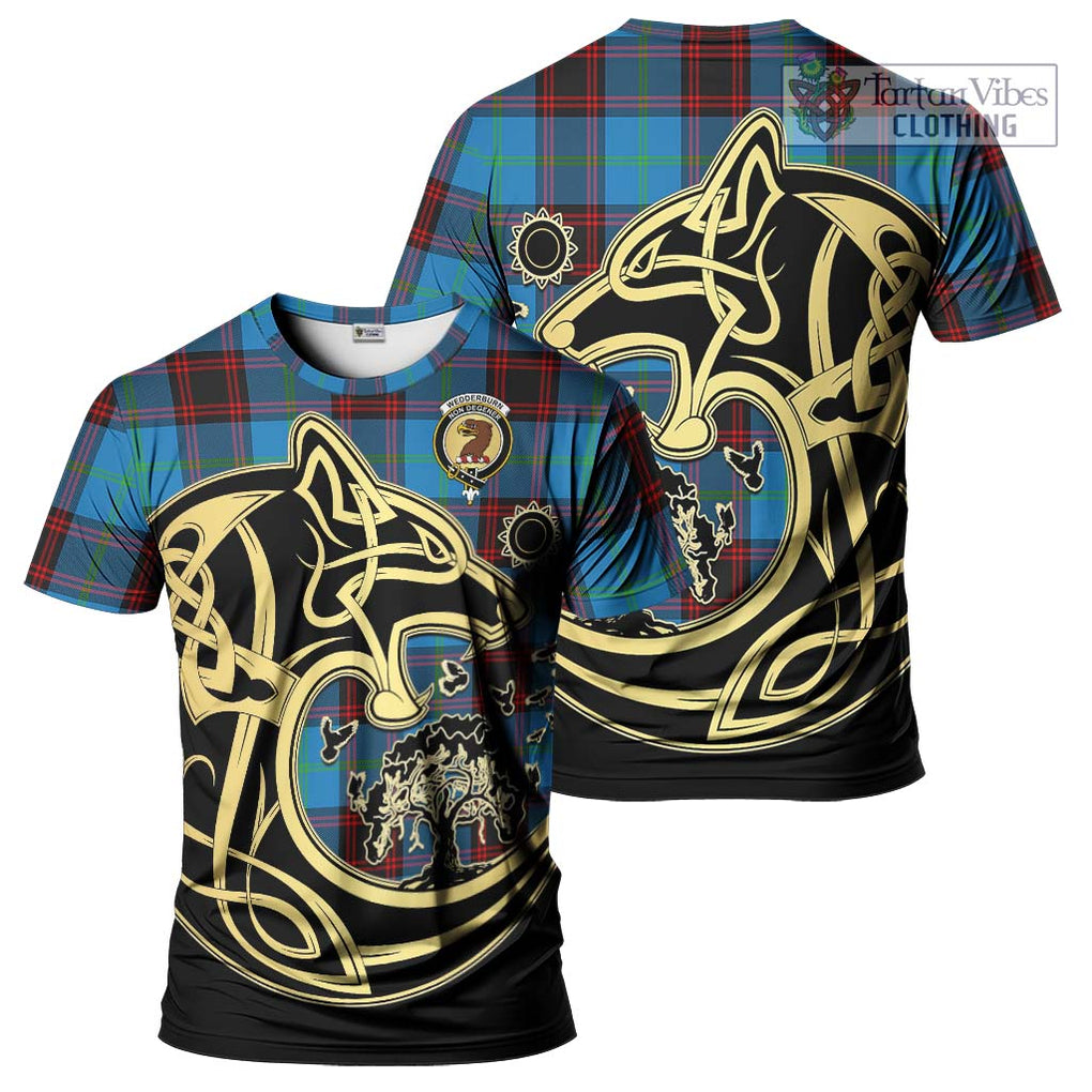 Wedderburn Tartan T-Shirt with Family Crest Celtic Wolf Style Kid's Shirt - Tartan Vibes Clothing