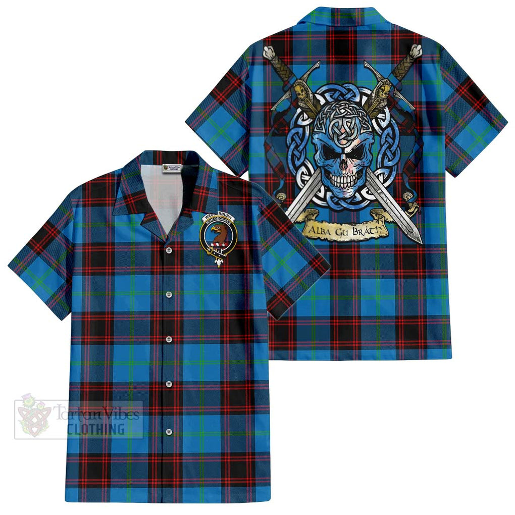 Wedderburn Tartan Hawaiian Shirt with Family Crest Celtic Skull Style Kid - Tartan Vibes Clothing