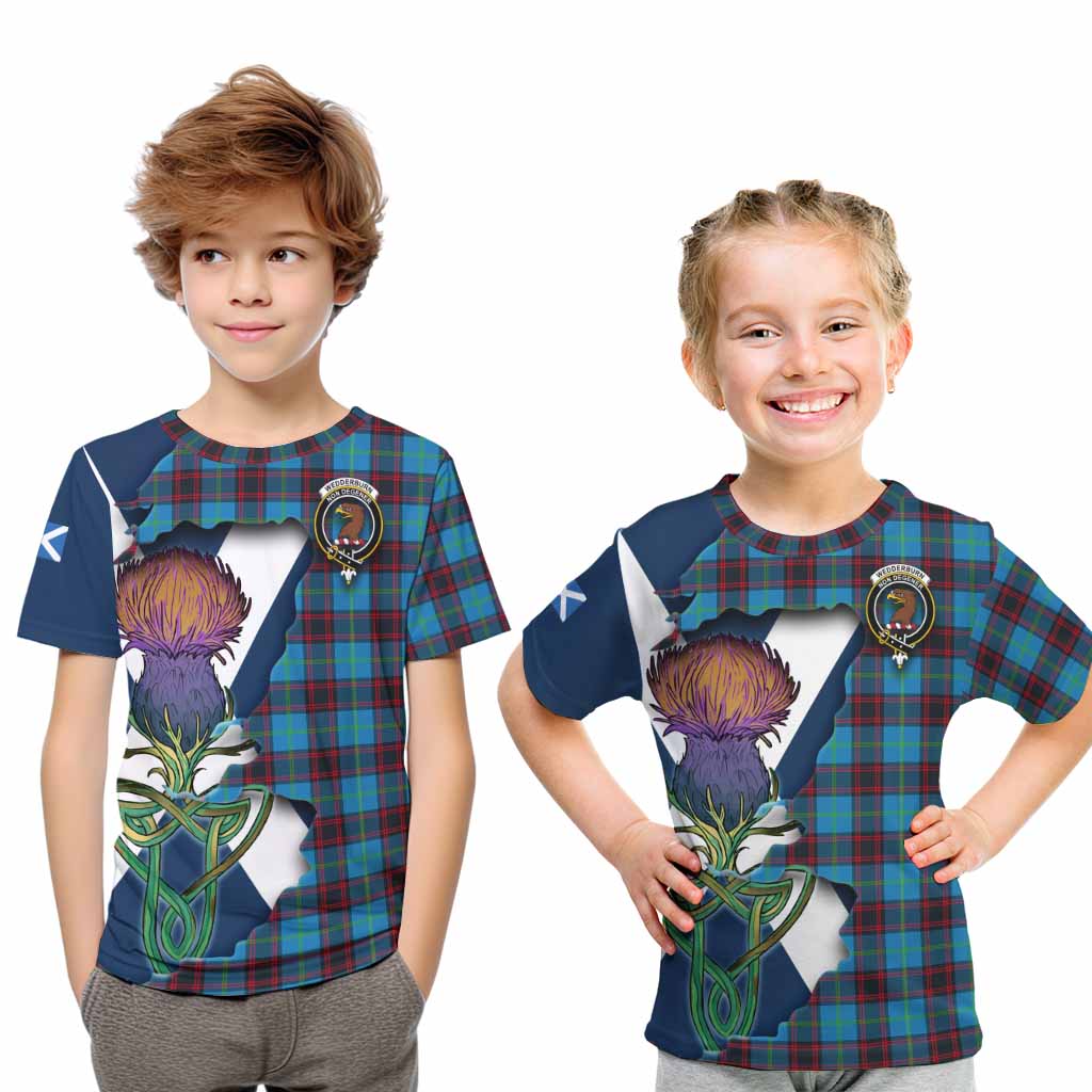 Tartan Vibes Clothing Wedderburn Tartan Family Crest Kid T-Shirt Scottish Thistle Celtic Inspired