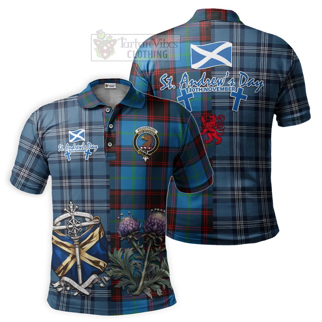 Wedderburn Tartan Polo Shirt Happy St. Andrew's Day Half Tartan Style Kid - Tartan Vibes Clothing