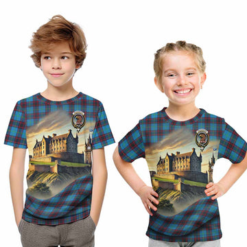 Wedderburn Tartan Family Crest Kid T-Shirt with Scottish Ancient Castle Style Youth XL Size14 - Tartan Vibes Clothing