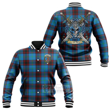 Wedderburn Tartan Baseball Jacket with Family Crest Celtic Skull Style Unisex - Tartan Vibes Clothing
