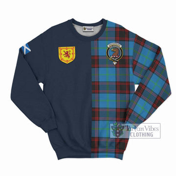 Wedderburn Tartan Sweatshirt Alba with Scottish Lion Royal Arm Half Style Unisex - Tartan Vibes Clothing