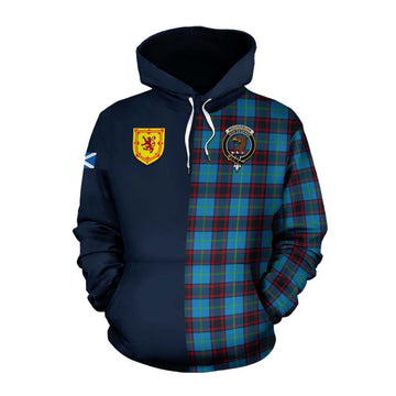 Wedderburn Tartan Cotton Hoodie Alba with Scottish Lion Royal Arm Half Style Pullover Hoodie XS - Tartan Vibes Clothing