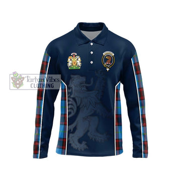 Wedderburn Tartan Long Sleeve Polo Shirt with Family Crest and Lion Rampant Vibes Sport Style Unisex - Tartan Vibes Clothing