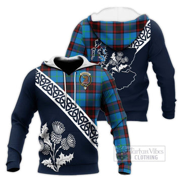 Wedderburn Tartan Knitted Hoodie Featuring Thistle and Scotland Map Unisex Knitted Pullover Hoodie - Tartan Vibes Clothing