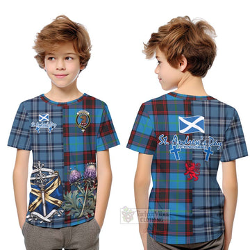 Wedderburn Tartan Kid T-Shirt Happy St. Andrew's Day Half Tartan Style Youth XL Size14 - Tartan Vibes Clothing
