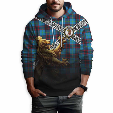 Tartan Vibes Clothing Wedderburn Crest Tartan Hoodie with Golden Lion Emblem Celtic Style