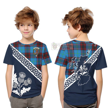 Wedderburn Tartan Kid T-Shirt Featuring Thistle and Scotland Map Youth XL Size14 - Tartan Vibes Clothing