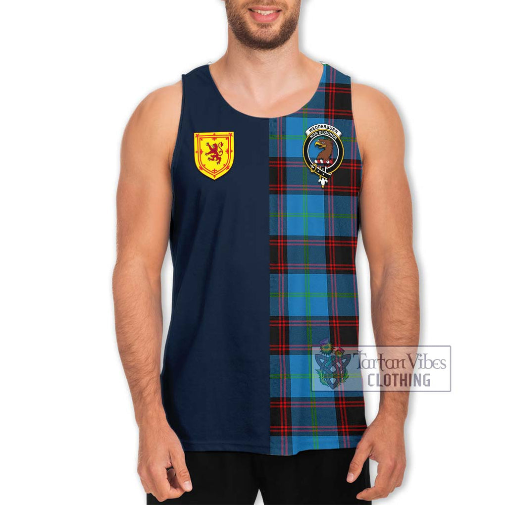 Wedderburn Tartan Men's Tank Top Alba with Scottish Lion Royal Arm Half Style Men - Tartan Vibes Clothing