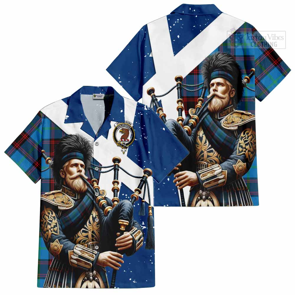 Wedderburn Tartan Hawaiian Shirt with Family Crest Scottish Bagpiper Vibes Kid - Tartan Vibes Clothing