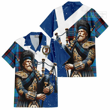 Wedderburn Tartan Hawaiian Shirt with Family Crest Scottish Bagpiper Vibes Kid - Tartan Vibes Clothing