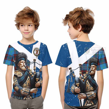 Wedderburn Tartan Kid T-Shirt with Family Crest Scottish Bagpiper Vibes Youth XL Size14 - Tartan Vibes Clothing