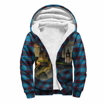 Wedderburn Tartan Family Crest Sherpa Hoodie with Scottish Ancient Castle Style Unisex S - Tartan Vibes Clothing