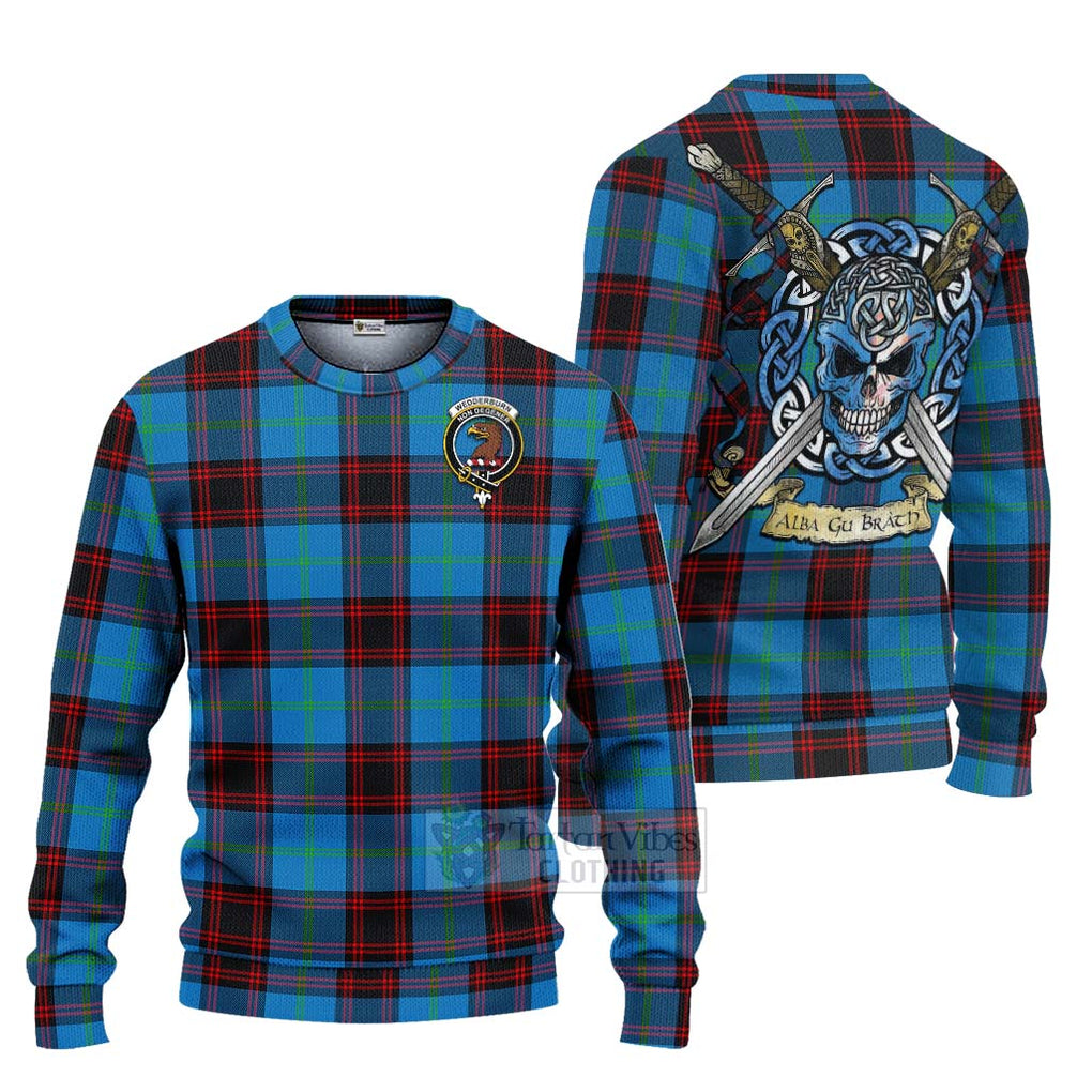 Wedderburn Tartan Ugly Sweater with Family Crest Celtic Skull Style Unisex - Tartan Vibes Clothing