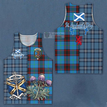 Wedderburn Tartan Men's Tank Top Happy St. Andrew's Day Half Tartan Style Men - Tartan Vibes Clothing