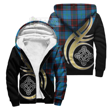 Wedderburn Tartan Sherpa Hoodie with Family Crest and Celtic Symbol Style Unisex S - Tartan Vibes Clothing