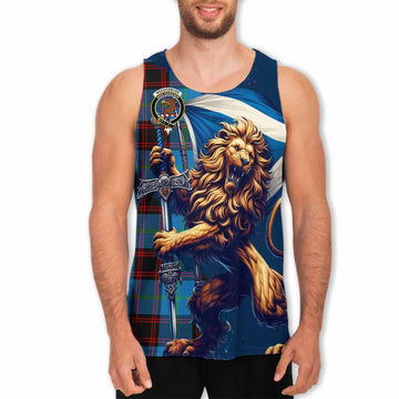 Wedderburn Tartan Family Crest Men's Tank Top with Scottish Majestic Lion Men - Tartan Vibes Clothing