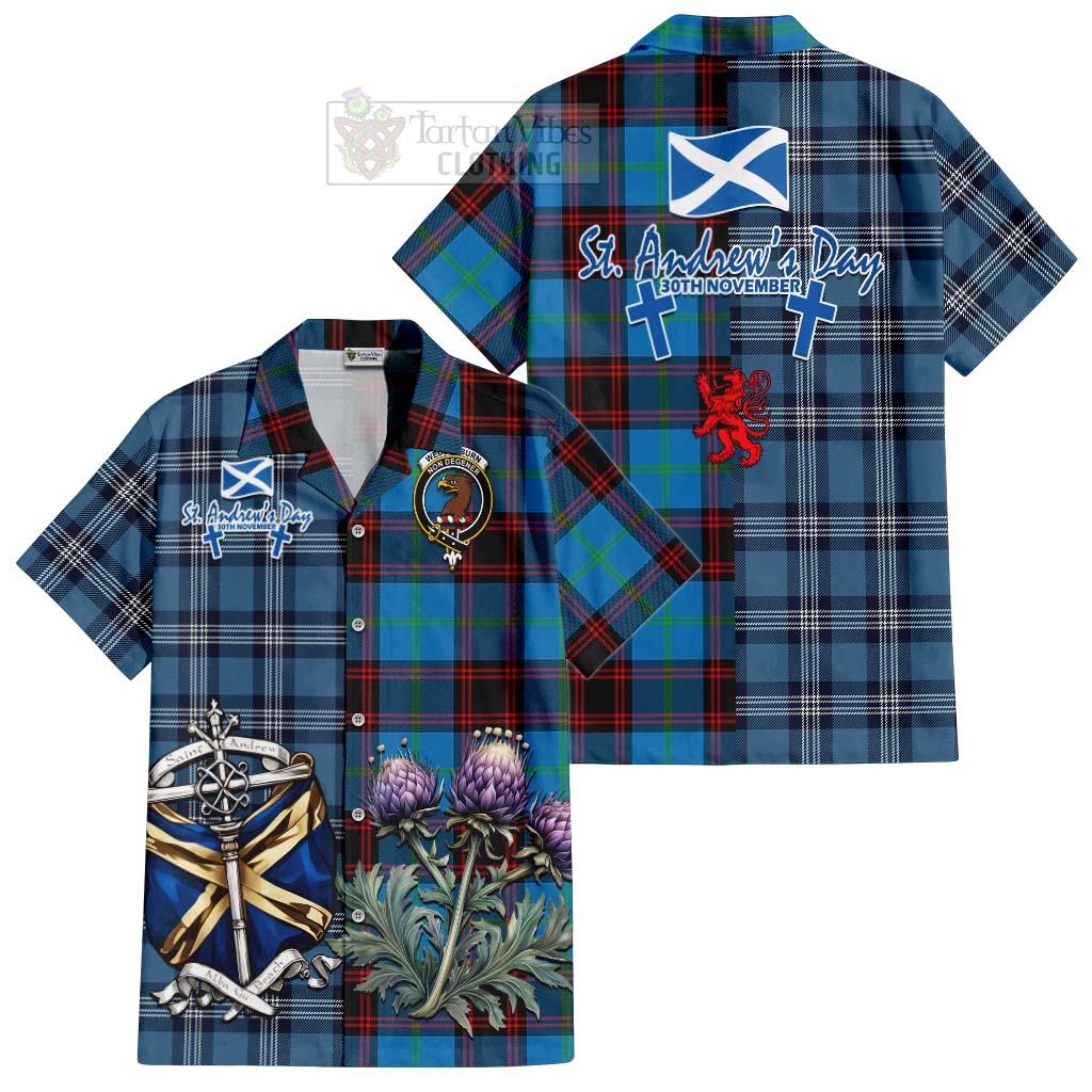 Wedderburn Tartan Hawaiian Shirt Happy St. Andrew's Day Half Tartan Style Kid - Tartan Vibes Clothing