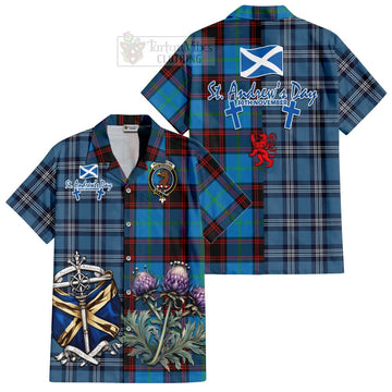 Wedderburn Tartan Hawaiian Shirt Happy St. Andrew's Day Half Tartan Style Kid - Tartan Vibes Clothing