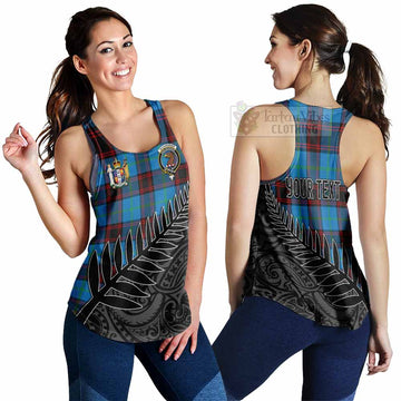 Wedderburn Crest Tartan Women's Racerback Tanks with New Zealand Silver Fern Half Style 4XL - Tartan Vibes Clothing
