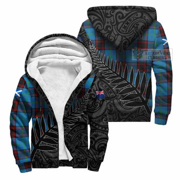 Wedderburn Crest Tartan Sherpa Hoodie with New Zealand Silver Fern Half Style Unisex S - Tartan Vibes Clothing