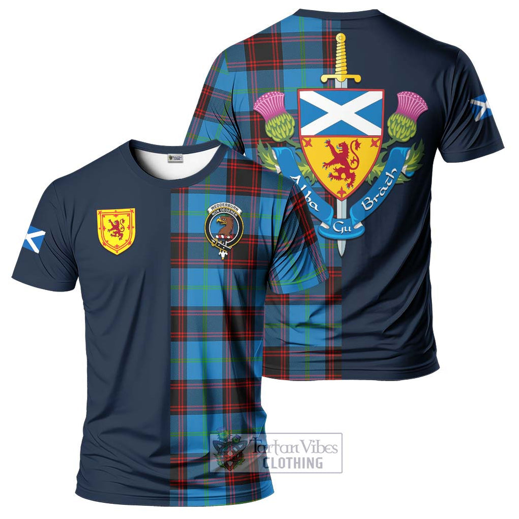 Wedderburn Tartan T-Shirt Alba with Scottish Lion Royal Arm Half Style Kid's Shirt - Tartan Vibes Clothing
