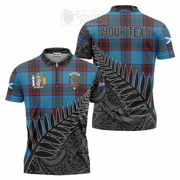 Wedderburn Crest Tartan Zipper Polo Shirt with New Zealand Silver Fern Half Style Unisex - Tartan Vibes Clothing