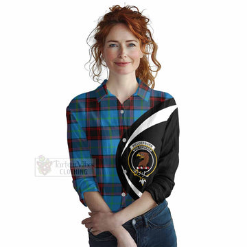 Wedderburn Tartan Women's Casual Shirt with Family Crest Circle Style Female - Tartan Vibes Clothing