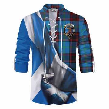 Wedderburn Tartan Ghillie Kilt Shirt with Family Crest Scotland Patriotic Style Men - Tartan Vibes Clothing