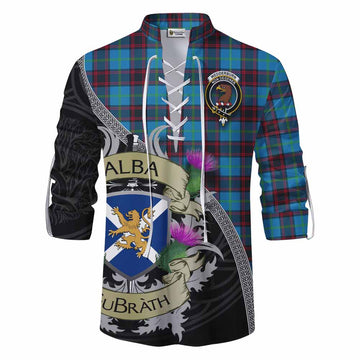 Wedderburn Tartan Family Crest Ghillie Kilt Shirt Lion Rampant Royal Thistle Shield Celtic Inspired Men - Tartan Vibes Clothing
