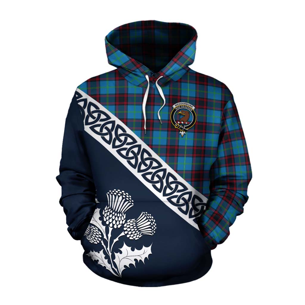 Wedderburn Tartan Cotton Hoodie Featuring Thistle and Scotland Map Pullover Hoodie XS - Tartan Vibes Clothing