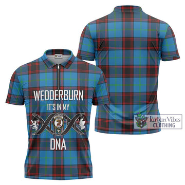 Wedderburn Tartan Zipper Polo Shirt with Family Crest DNA In Me Style Unisex - Tartan Vibes Clothing