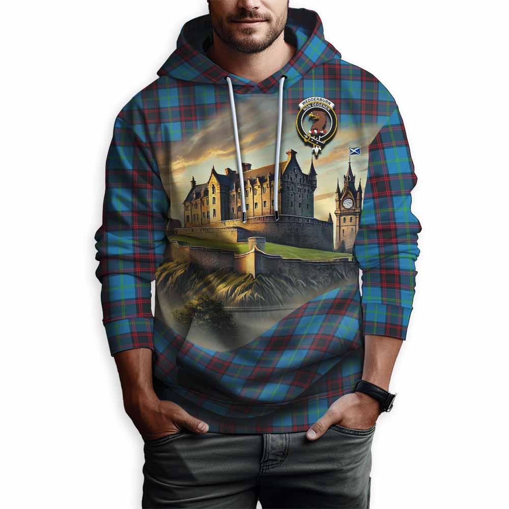 Wedderburn Tartan Family Crest Hoodie with Scottish Ancient Castle Style Pullover Hoodie - Tartan Vibes Clothing
