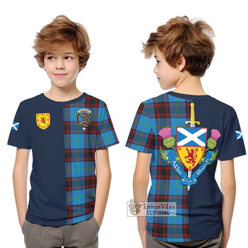 Wedderburn Tartan Kid T-Shirt Alba with Scottish Lion Royal Arm Half Style Youth XL Size14 - Tartan Vibes Clothing