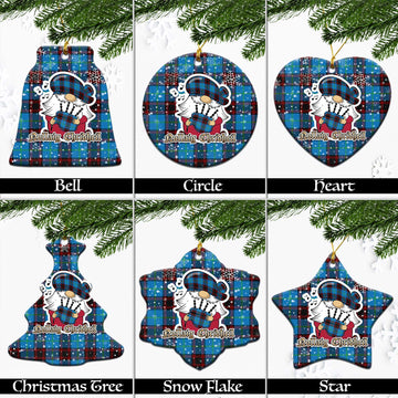 Wedderburn Tartan Christmas Ceramic Ornaments with Scottish Gnome Playing Bagpipes Ceramic - Tartan Vibes Clothing