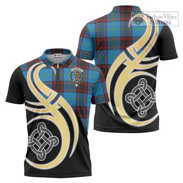 Wedderburn Tartan Zipper Polo Shirt with Family Crest and Celtic Symbol Style Unisex - Tartan Vibes Clothing