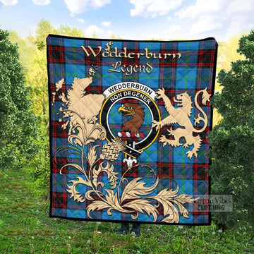 Tartan Vibes Clothing Wedderburn Tartan Quilt with Family Crest and Scottish Symbol Style