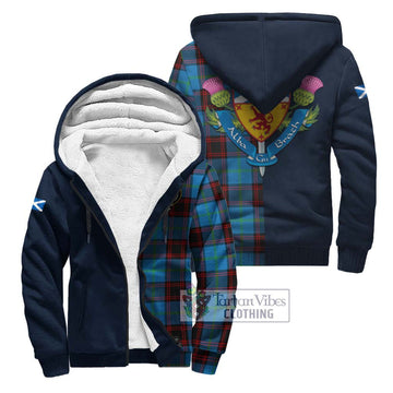 Wedderburn Tartan Sherpa Hoodie Alba with Scottish Lion Royal Arm Half Style Unisex S - Tartan Vibes Clothing