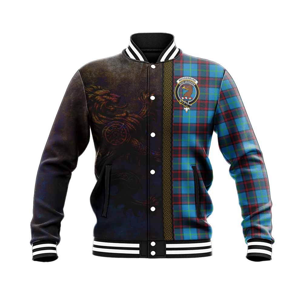 Wedderburn Tartan Family Crest Baseball Jacket Alba Gu Brath Be Brave Lion Ancient Style Unisex - Tartan Vibes Clothing