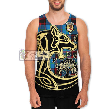 Wedderburn Tartan Men's Tank Top with Family Crest Celtic Wolf Style Men - Tartan Vibes Clothing