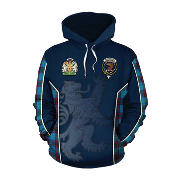 Wedderburn Tartan Cotton Hoodie with Family Crest and Lion Rampant Vibes Sport Style Pullover Hoodie XS - Tartan Vibes Clothing
