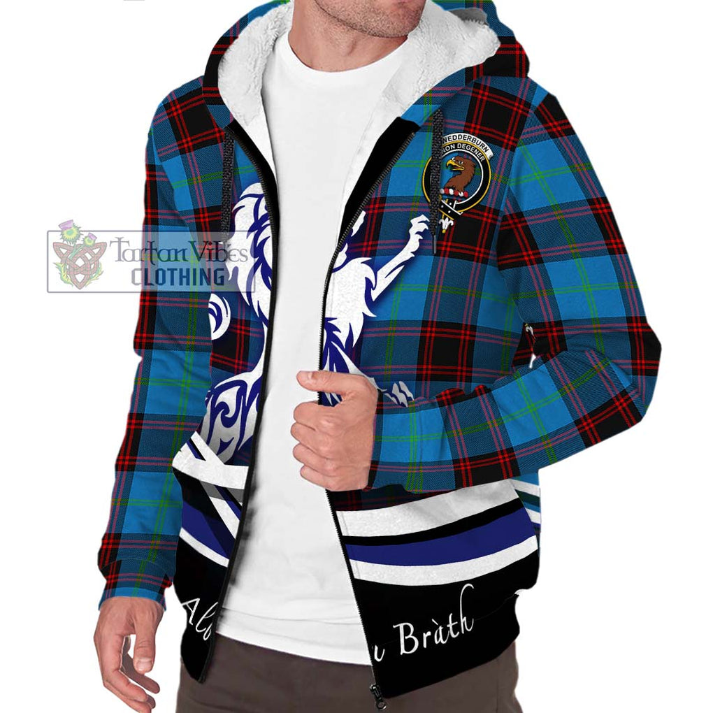 Wedderburn Tartan Sherpa Hoodie with Alba Gu Brath Regal Lion Emblem Unisex S - Tartan Vibes Clothing