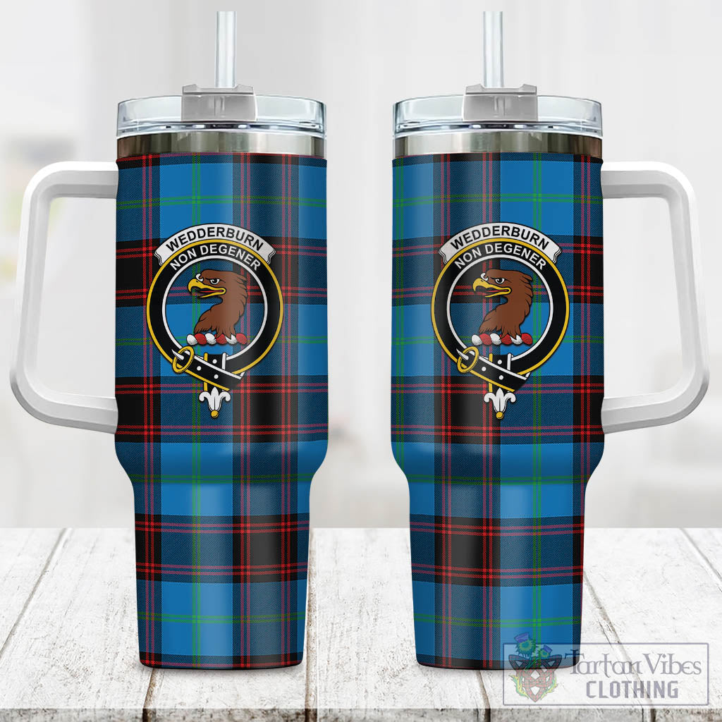 Wedderburn Tartan Tumbler with Handle with Family Crest One Size 40 OZ - Tartan Vibes Clothing