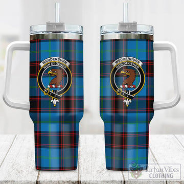 Wedderburn Tartan Tumbler with Handle with Family Crest One Size 40 OZ - Tartan Vibes Clothing